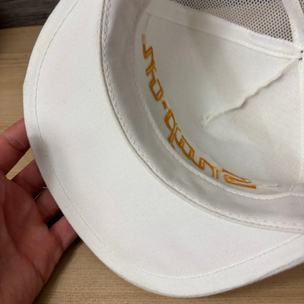 VINTAGE Snap On‎ Hat Cap Snap Back White Yellow Tools Trucker Mesh K Prodcuts